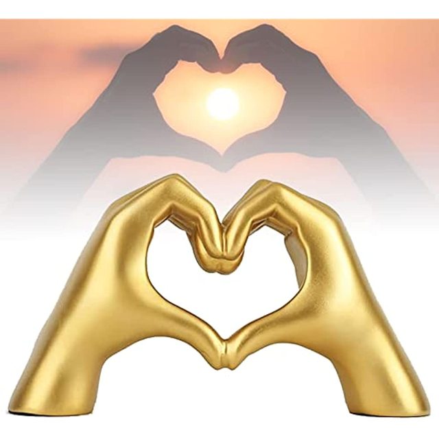 Hand Love Gesture Statues Resin Heart Shape Finger Sculpture